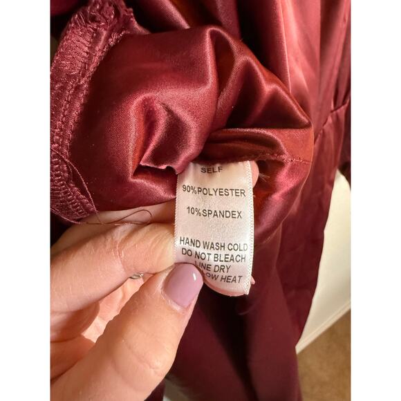 Nova Luxe 1X Bordeaux Long Sleeve Formal Maxi Dress - Picture 5 of 8